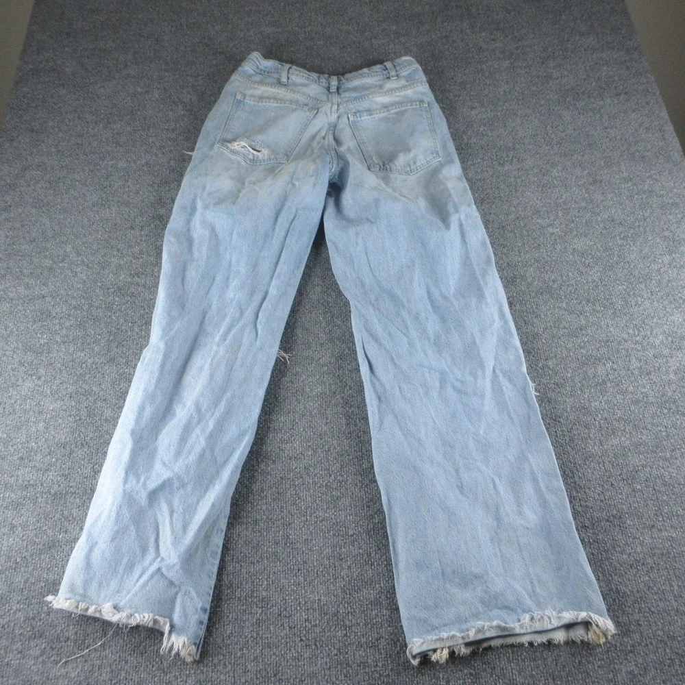 Free People Jeans Womens 24 Blue Light Wash Distressed Straight Denim Casual